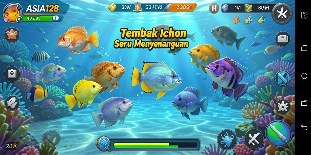 Screenshot gameplay Tembak Ikan ASIA128 yang seru.
