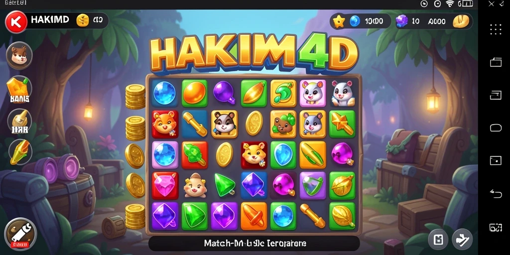 Tampilan gameplay seru dari HAKIM4D dengan level Match-3 yang menantang.