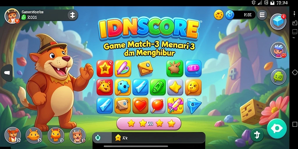 Gameplay seru IDNSCORE yang penuh warna dan tantangan.