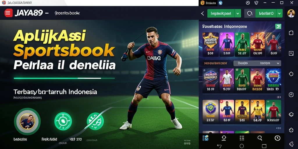 Tampilan antarmuka aplikasi JAYA89 yang menampilkan fitur taruhan olahraga.