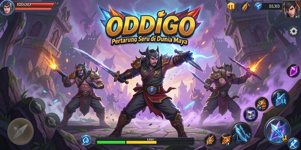 Screenshot gameplay ODDIGO menampilkan pertarungan epik antar karakter.