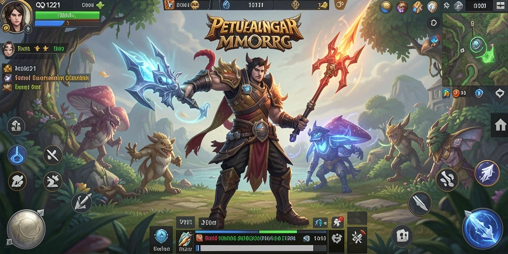 Tampilan gameplay QQ1221 yang menakjubkan dan mendalam di dunia MMORPG.