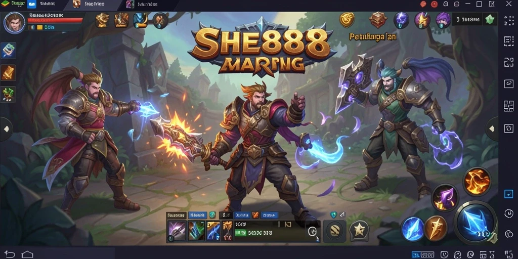 Screenshot utama SHE888 menampilkan pertarungan seru dan grafis menawan.