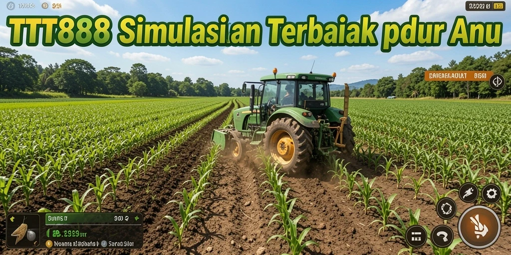 Screenshot utama TTT888 menampilkan ladang pertanian yang subur dan tanaman yang berwarna-warni.